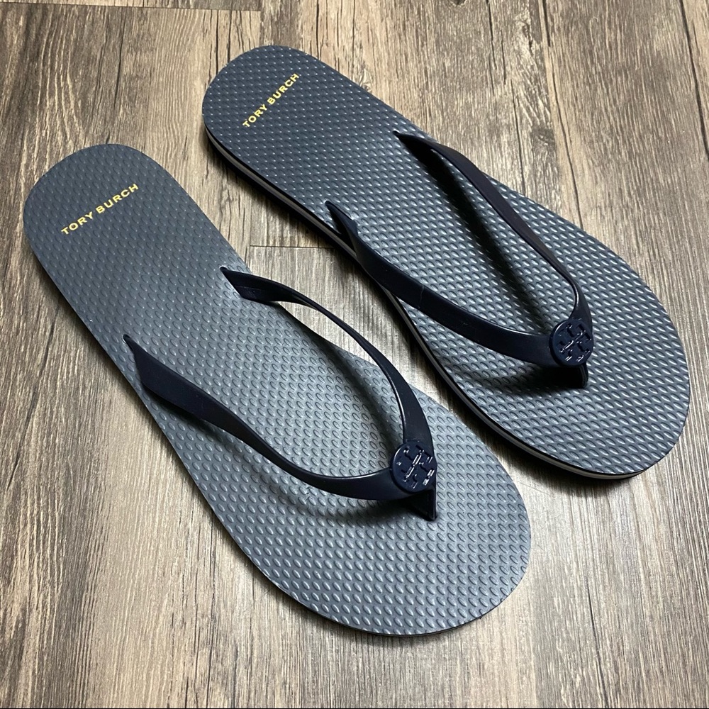 Tory Burch navy blue flip flop thong sandals